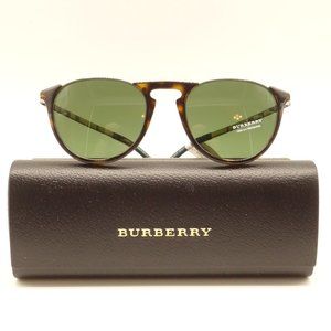 NWT BURBERRY Brown Round Tortoise Metal Sunglasses
